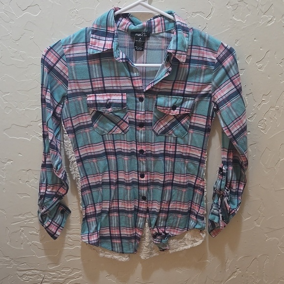 Rue21 Tops - 3/$10 Rue21 Teal and Pink Plaid Shirt